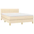cadre de lit avec matelas LED Crème 140x190 cm Tissu