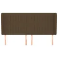 Tête de lit avec oreilles Marron foncé 203x23x118/128 cm Tissu