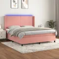cadre de lit matelas et LED Rose 180x200 cm Velours
