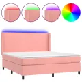 cadre de lit matelas et LED Rose 180x200 cm Velours