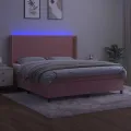 cadre de lit matelas et LED Rose 180x200 cm Velours