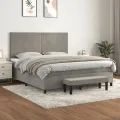 cadre de lit et matelas Gris clair 180x200cm Velours