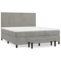 cadre de lit et matelas Gris clair 180x200cm Velours