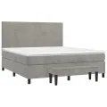 cadre de lit et matelas Gris clair 180x200cm Velours