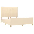 Cadre de lit avec tête de lit Crème 140x190 cm Tissu