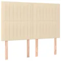 cadre de lit et matelas et LED Crème 140x200cm Tissu