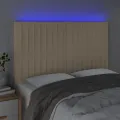 Tête de lit à LED Crème 144x5x118/128 cm Tissu