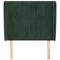 Tête de lit avec oreilles Vert foncé 93x23x118/128 cm Velours
