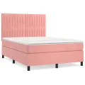 cadre de lit avec matelas Rose 140x190 cm Velours