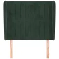 Tête de lit avec oreilles Vert foncé 83x23x118/128 cm Velours