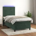 cadre de lit avec matelas et LED Vert foncé 90x190cm