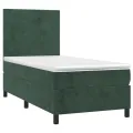 cadre de lit avec matelas et LED Vert foncé 90x190cm