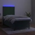 cadre de lit avec matelas et LED Vert foncé 90x190cm