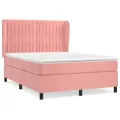 cadre de lit avec matelas Rose 140x190 cm Velours