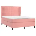 cadre de lit avec matelas Rose 140x190 cm Velours