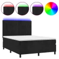 cadre de lit avec matelas LED Noir 140x190cm Velours