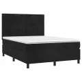 cadre de lit avec matelas LED Noir 140x190cm Velours