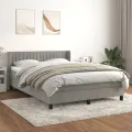 cadre de lit et matelas Gris clair 140x200cm Velours