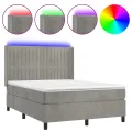 cadre de lit matelas et LED Gris clair 140x190 cm