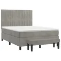 cadre de lit et matelas Gris clair 140x200cm Velours