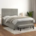 cadre de lit et matelas Gris clair 140x190cm Velours