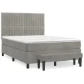 cadre de lit et matelas Gris clair 140x190cm Velours