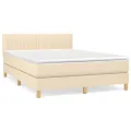 cadre de lit avec matelas Crème 140x190 cm Tissu