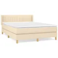 cadre de lit avec matelas Crème 140x190 cm Tissu