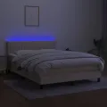 cadre de lit avec matelas LED Crème 140x190 cm Tissu