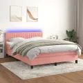 cadre de lit avec matelas et LED Rose 140x190 cm