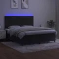 cadre de lit matelas et LED Noir 180x200 cm Velours