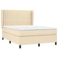 cadre de lit avec matelas Crème 140x200 cm Tissu