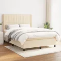 cadre de lit avec matelas Crème 140x190 cm Tissu