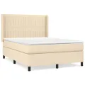 cadre de lit avec matelas Crème 140x190 cm Tissu