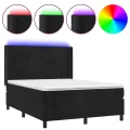 cadre de lit matelas et LED Noir 140x200 cm Velours
