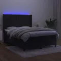 cadre de lit matelas et LED Noir 140x200 cm Velours