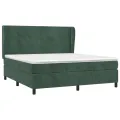 cadre de lit et matelas Vert foncé 180x200cm Velours