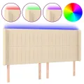 Tête de lit à LED Crème 163x16x118/128 cm Tissu