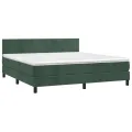 cadre de lit et matelas Vert foncé 180x200cm Velours