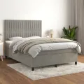cadre de lit et matelas Gris clair 140x190cm Velours