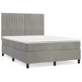 cadre de lit et matelas Gris clair 140x190cm Velours