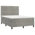 cadre de lit et matelas Gris clair 140x190cm Velours
