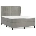 cadre de lit et matelas Gris clair 140x190cm Velours
