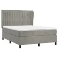 cadre de lit et matelas Gris clair 140x190cm Velours
