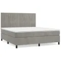cadre de lit et matelas Gris clair 140x200cm Velours
