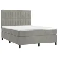 cadre de lit et matelas Gris clair 140x200cm Velours