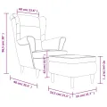 Fauteuil à oreilles avec tabouret gris foncé velours