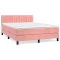 cadre de lit avec matelas Rose 140x200 cm Velours