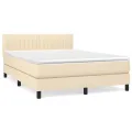 cadre de lit avec matelas Crème 140x190 cm Tissu