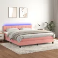 cadre de lit avec matelas et LED Rose 160x200 cm